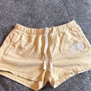 Roots Women's Pale Yellow Terry Drawstring Athletic Shorts